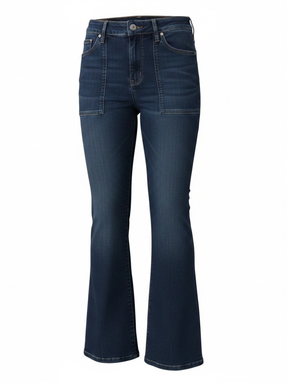 Women’s Indigo Poppy Denim Cropped Jeans with Front Patch Pockets
